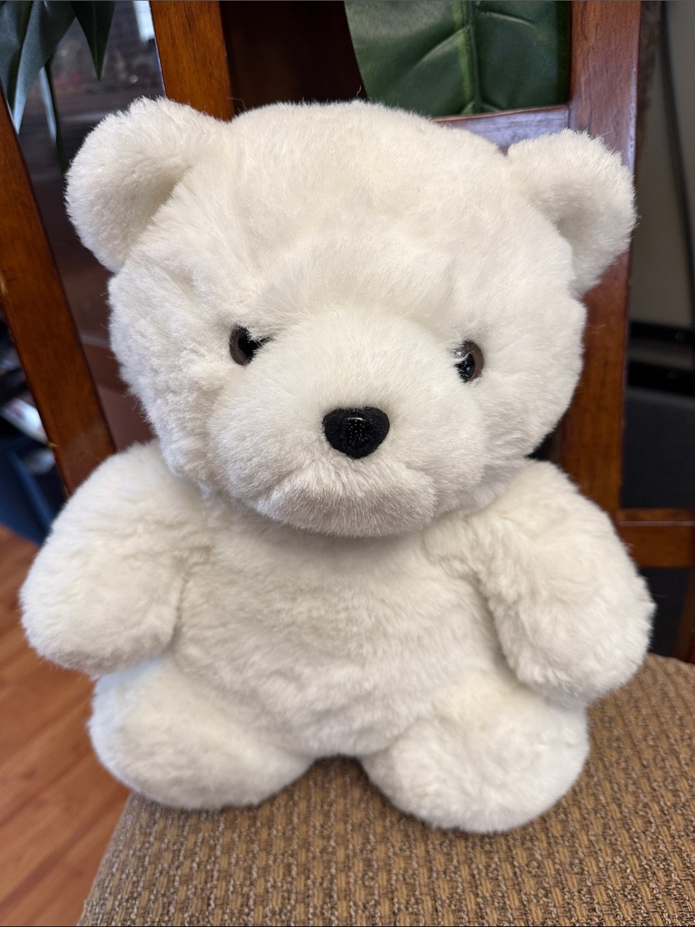 Vintage 1980s Polar Bear Teddy Bear
 Plush Plushie Soft Stuffed Animal Plastic